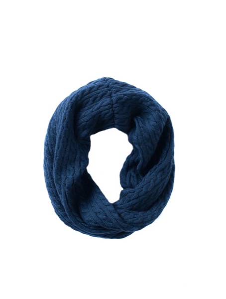 Cable Knit Infinity Scarf (Navy)